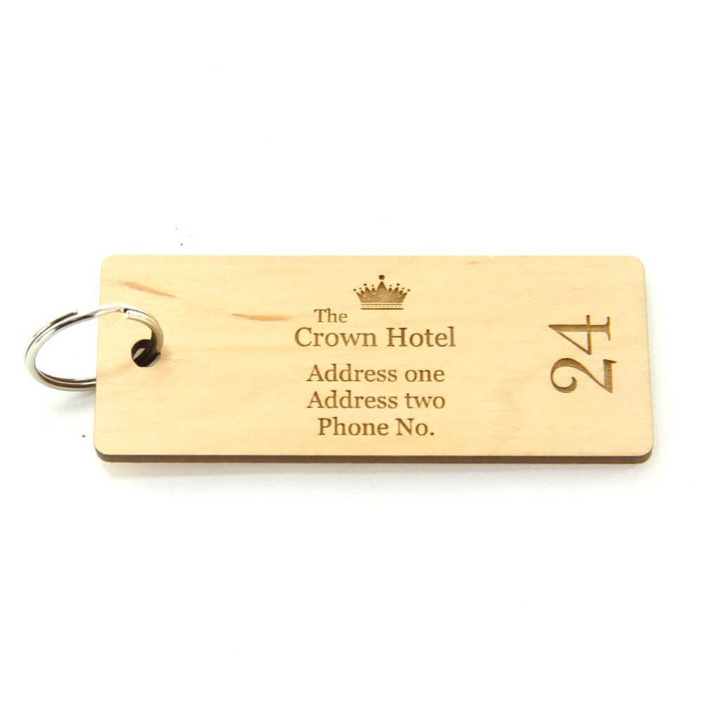 Key Fobs - Engraved Maple Veneer Wood - bhma